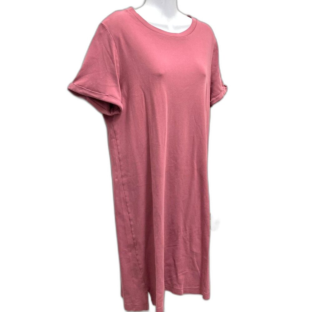 A NEW DAY Short Sleeve Dusty Rose Mauve Midi T-Shirt Dress Womens Size Large